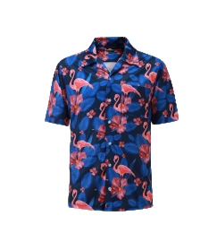 12506  Full Dye-Sub Hawaiian Flamingo Camp Shirt